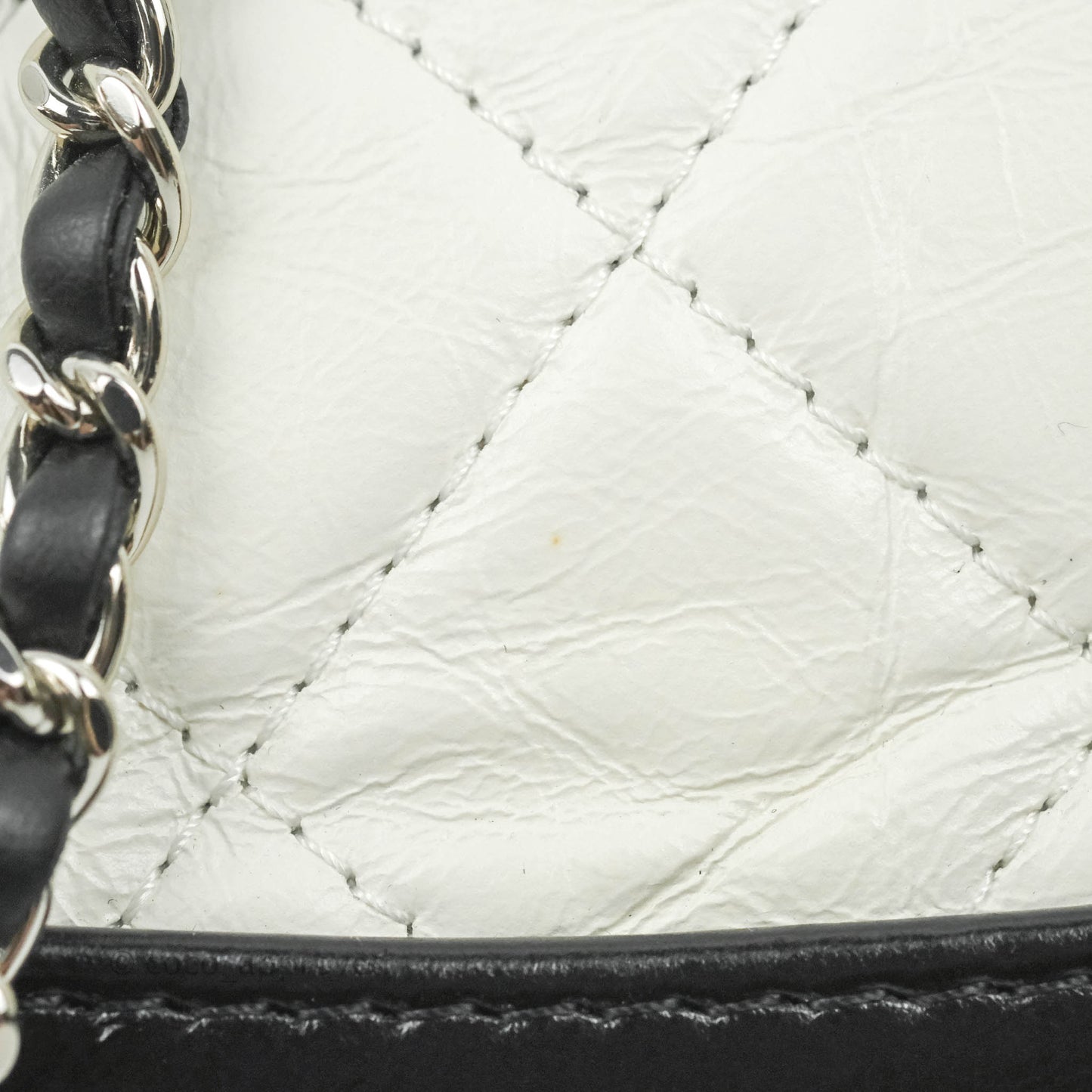Chanel Small Gabrielle Backpack White Black Aged Calfskin