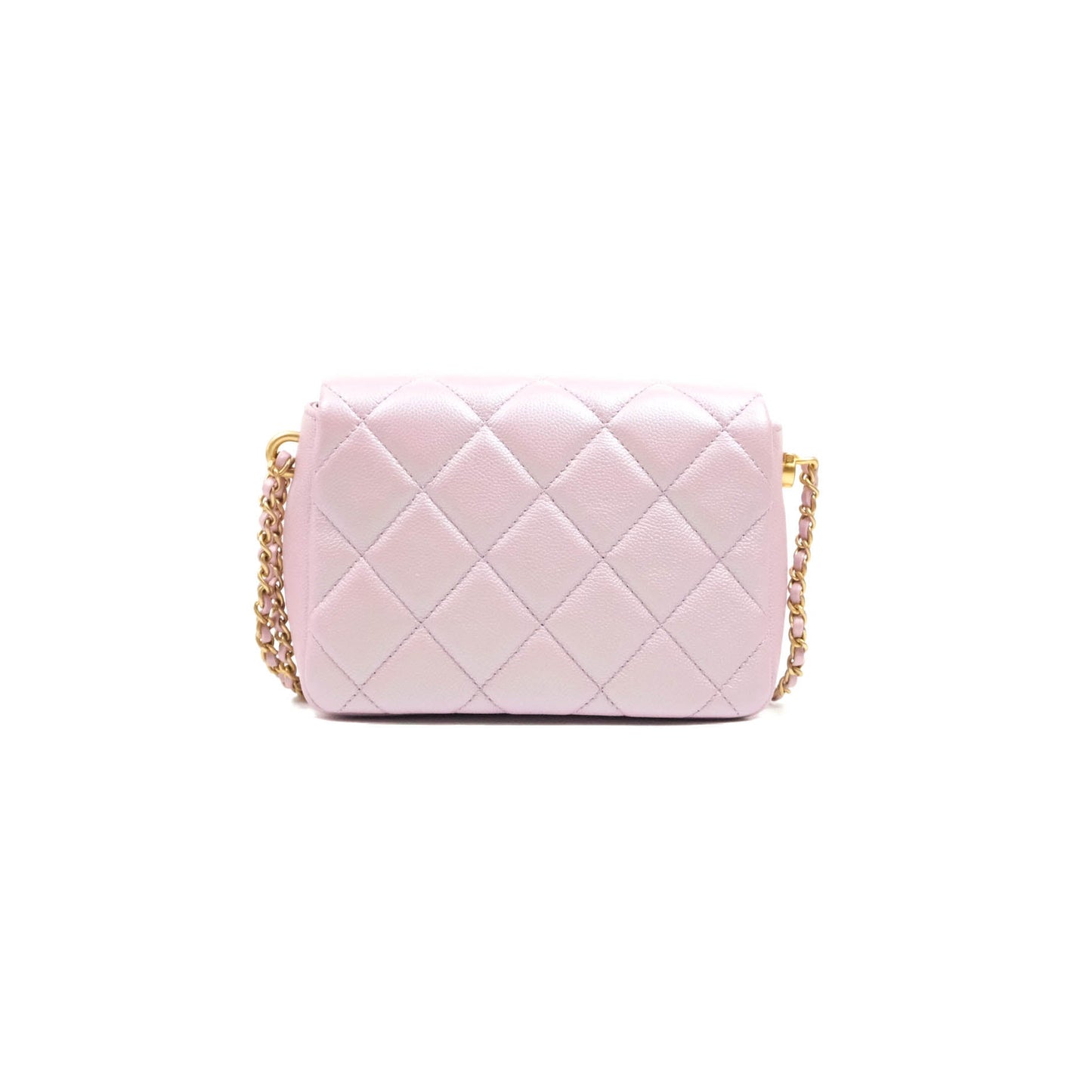 Chanel Quilted My Perfect Mini Iridescent Pink Caviar Aged Gold Hardware 21K