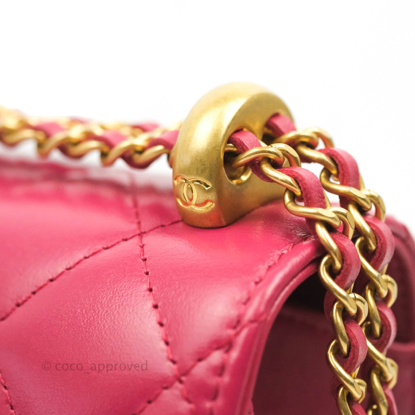 Chanel Quilted Perfect Fit Dark Pink Phone Holder Aged Gold Hardware