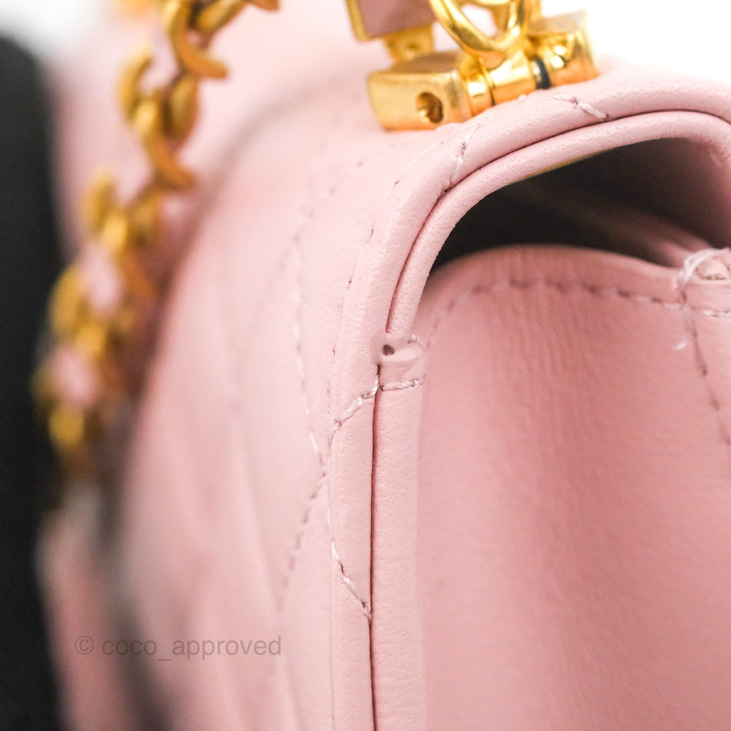 Chanel Enamel Top Handle Clutch with Chain Pink Lambskin Aged Gold Hardware