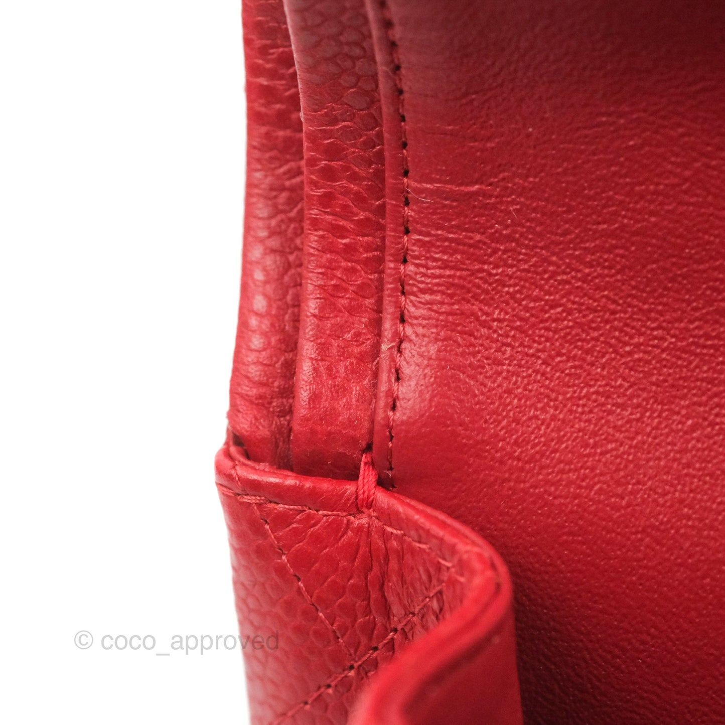 Chanel Classic M/L Medium Flap Quilted Red Caviar Silver Hardware