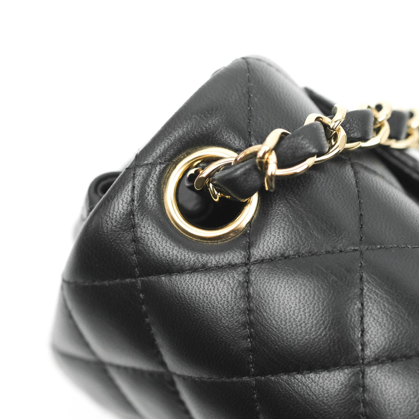 Chanel Mini Square Black Lambskin Gold Hardware