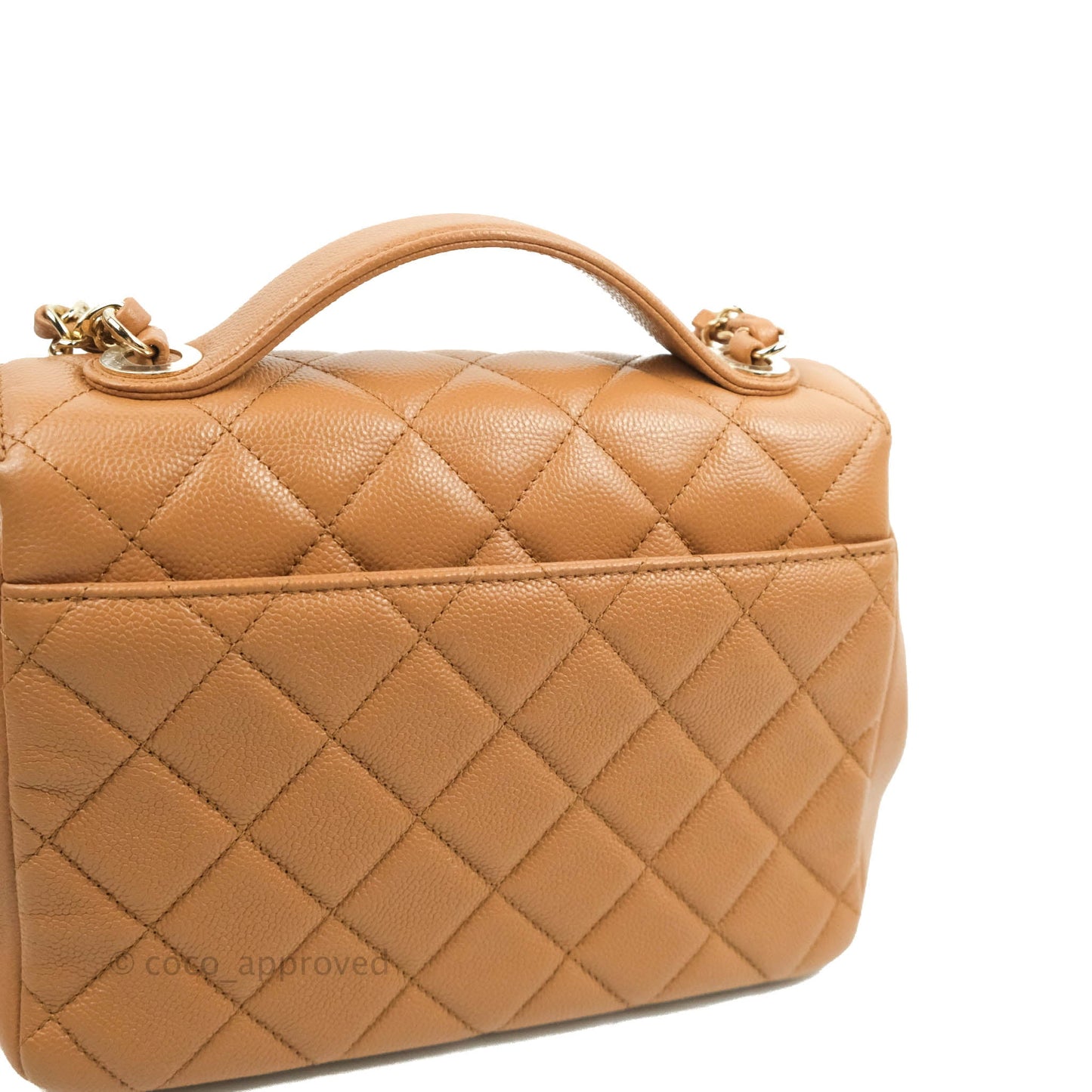 Chanel Quilted Medium Business Affinity Flap Caramel Caviar Gold Hardware 21P