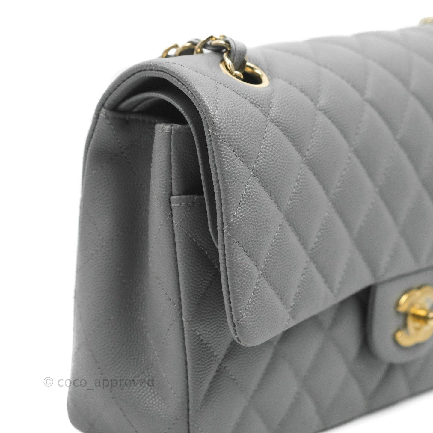 Chanel Classic Medium M/L Flap Dark Grey Caviar Gold Hardware 20C