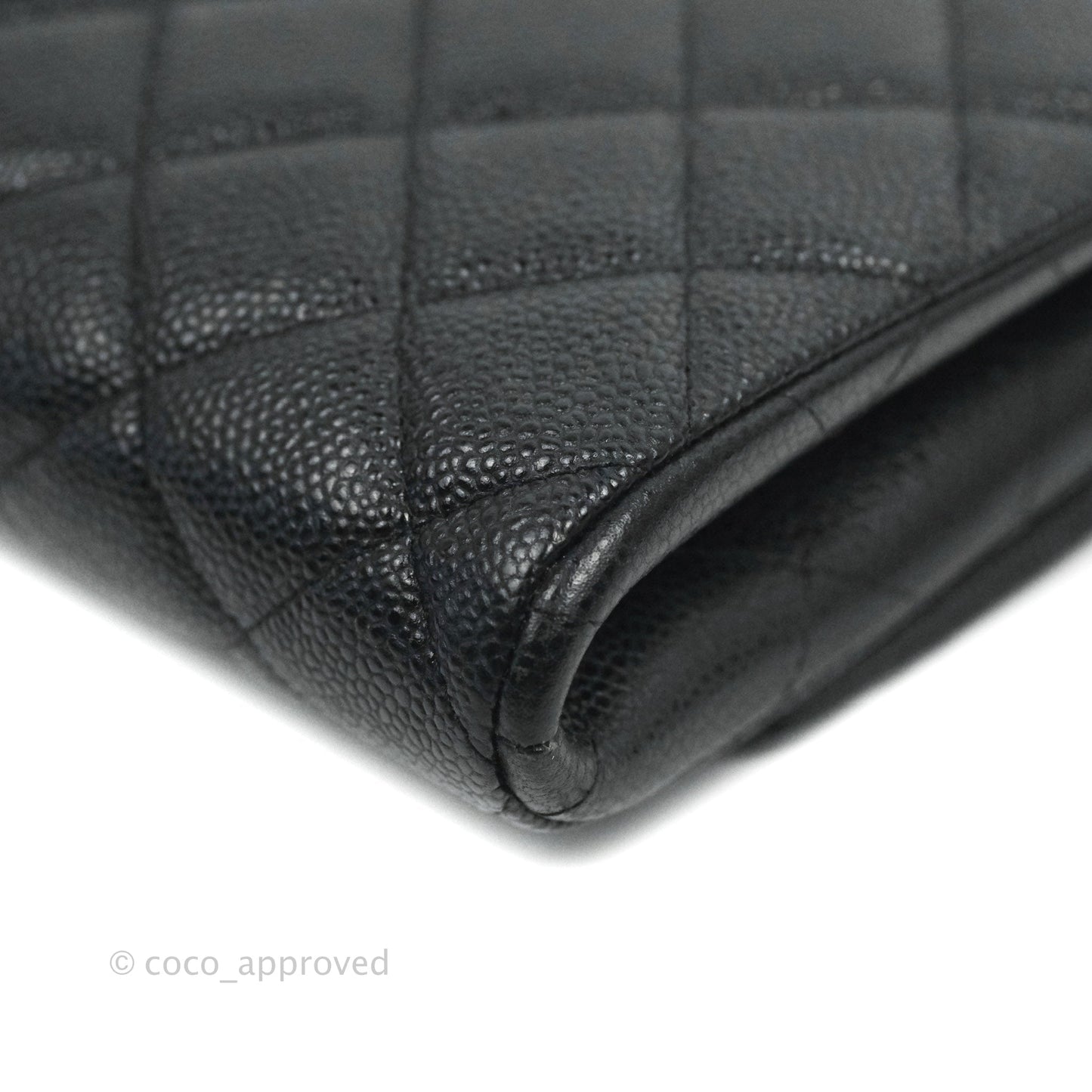 Chanel Quilted Clutch with Chain Black Caviar Silver Hardware