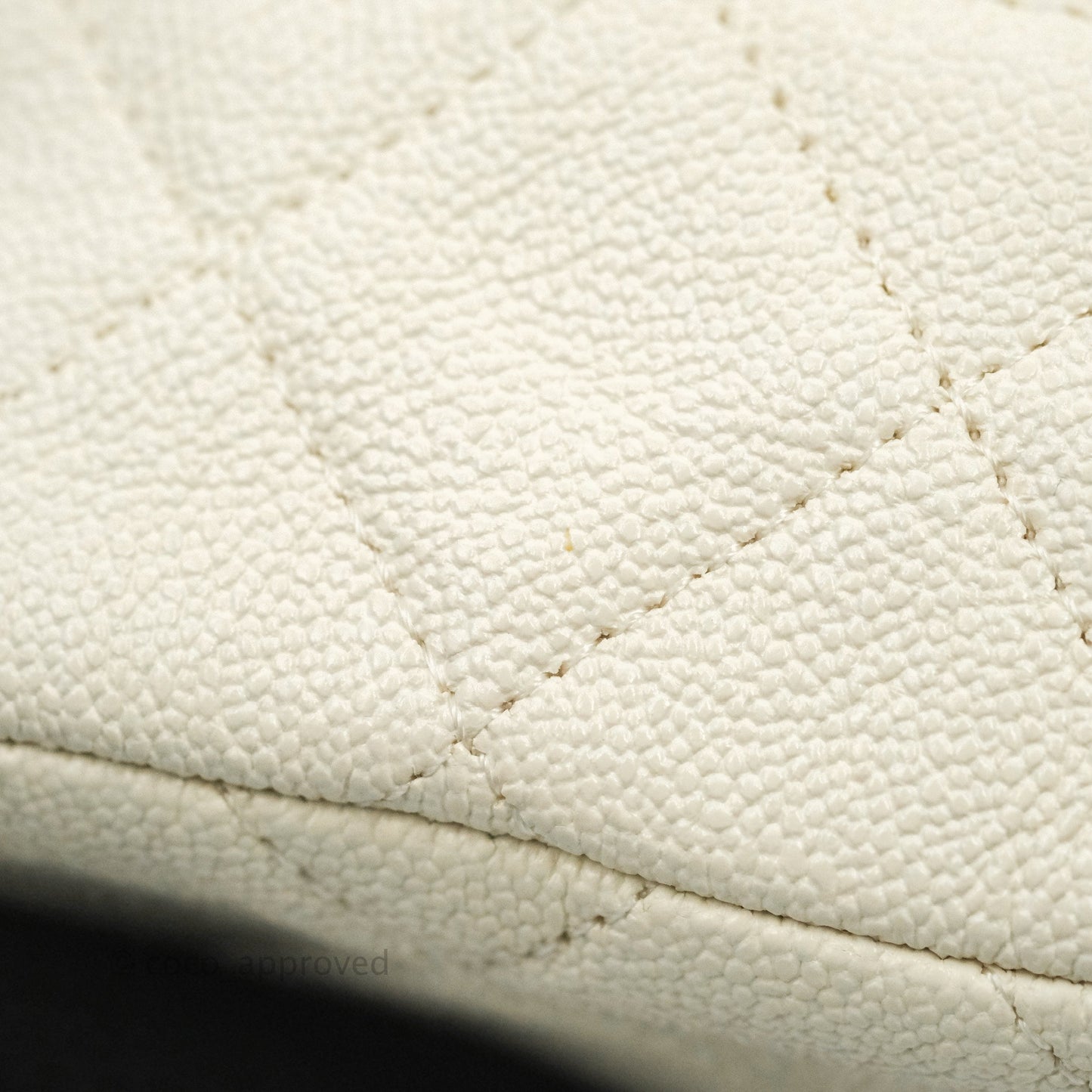 Chanel Mini Clutch With Chain White Caviar Aged Gold Hardware