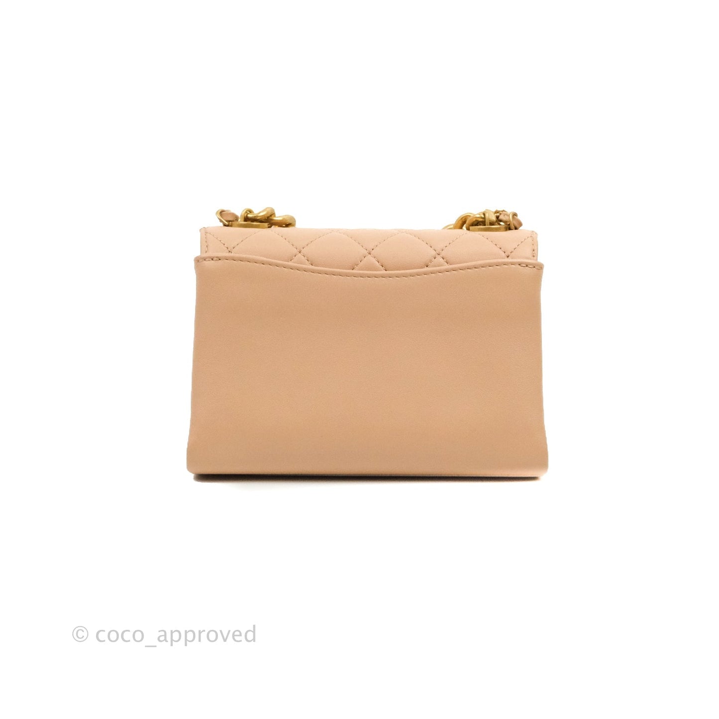 Chanel Pearl Chain Bag Pink Calfskin Aged Gold Hardware
