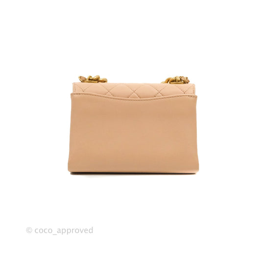 Chanel Pearl Chain Bag Pink Calfskin Aged Gold Hardware