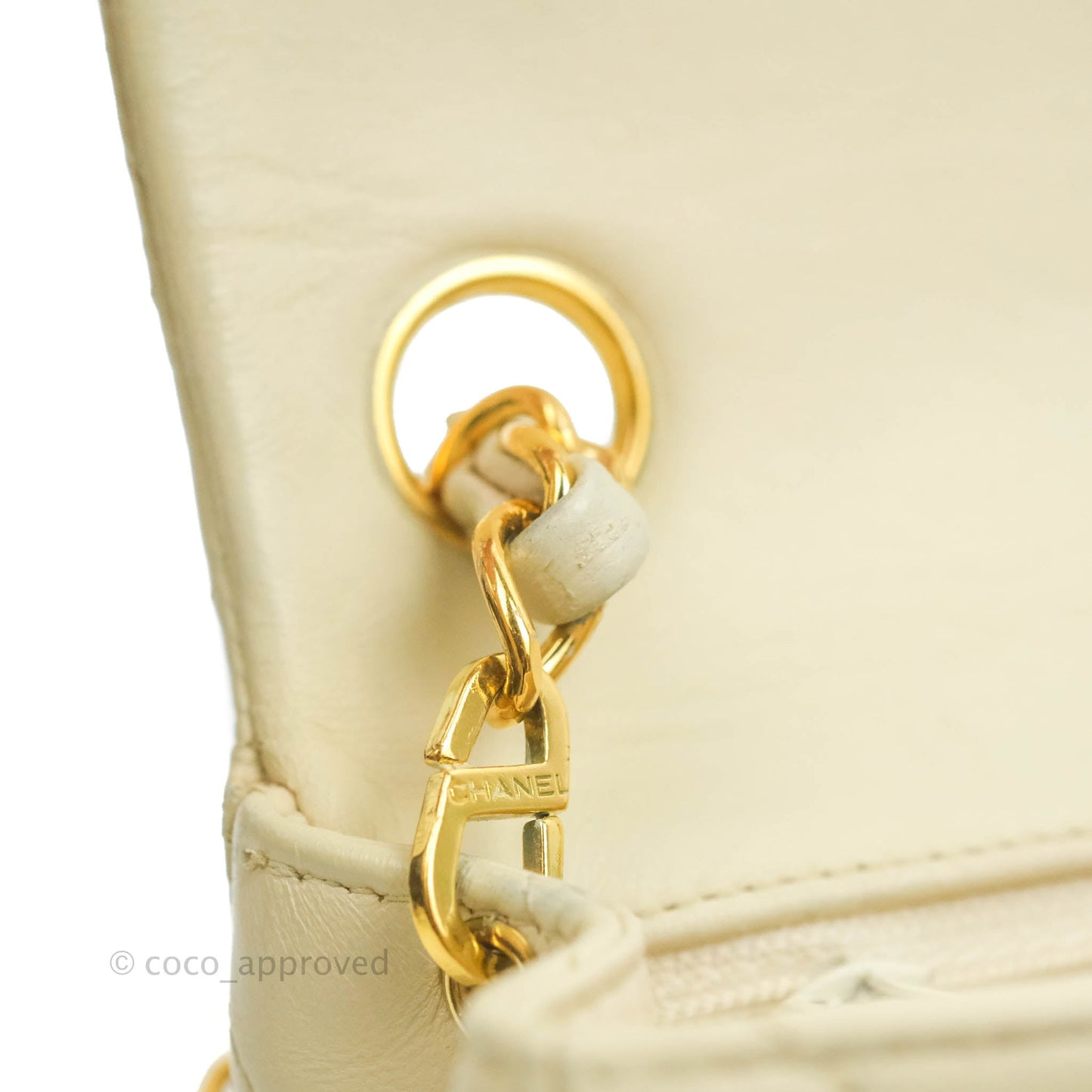 Chanel Vintage Mini Square Beige Lambskin 24K Gold Hardware