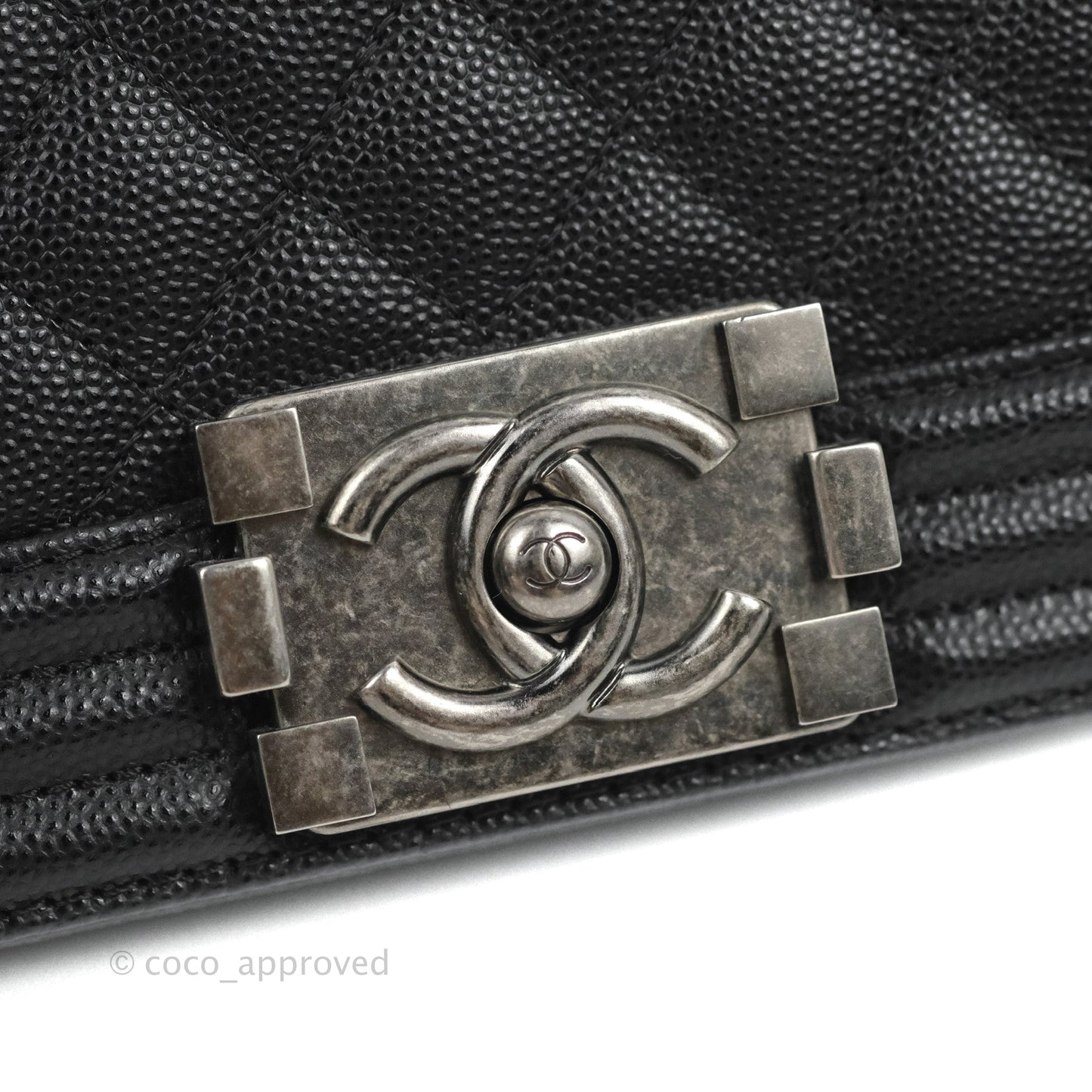 Chanel Small Boy Quilted Black Caviar Ruthenium Hardware