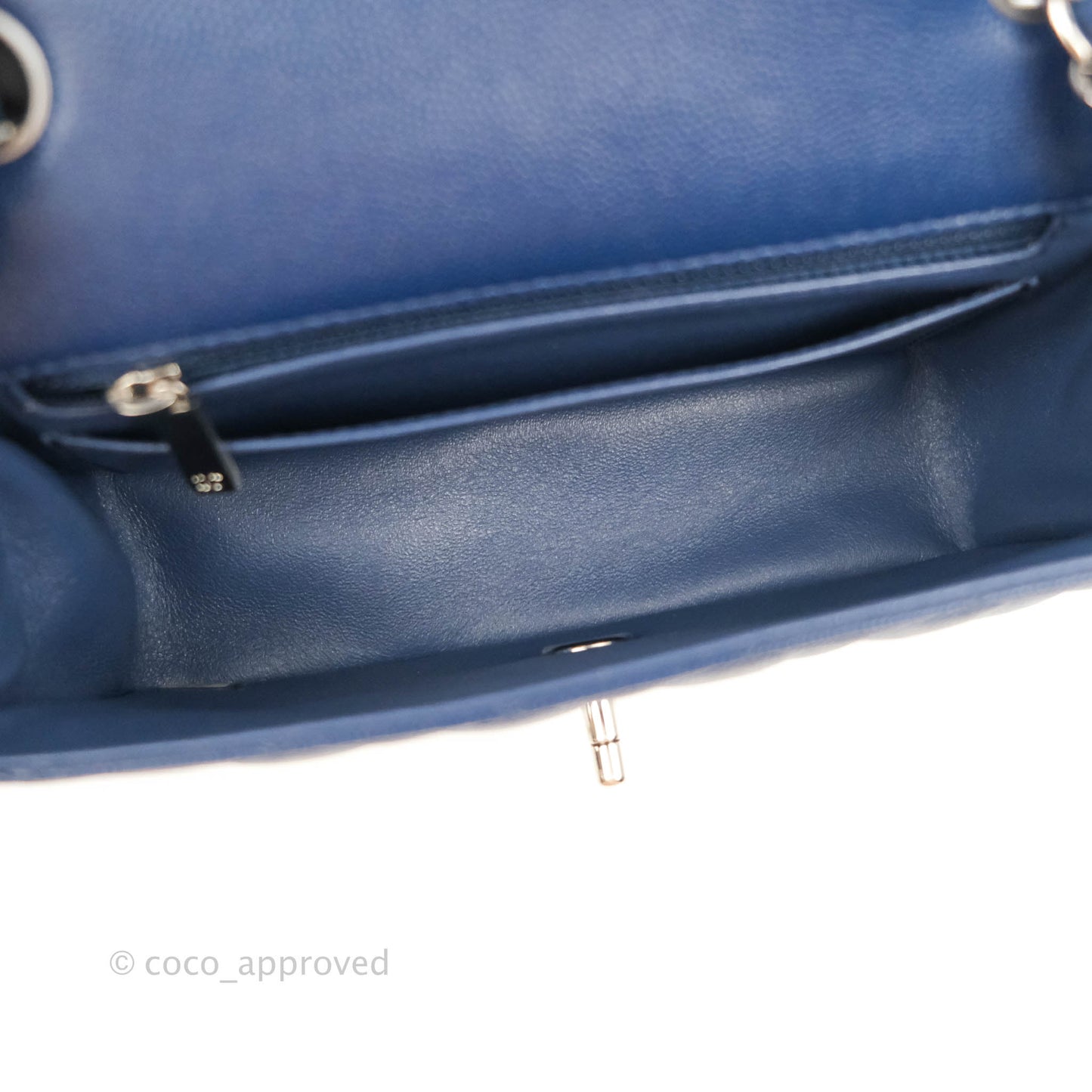 Chanel Quilted Mini Rectangular Flap Blue Caviar Silver Hardware 17B