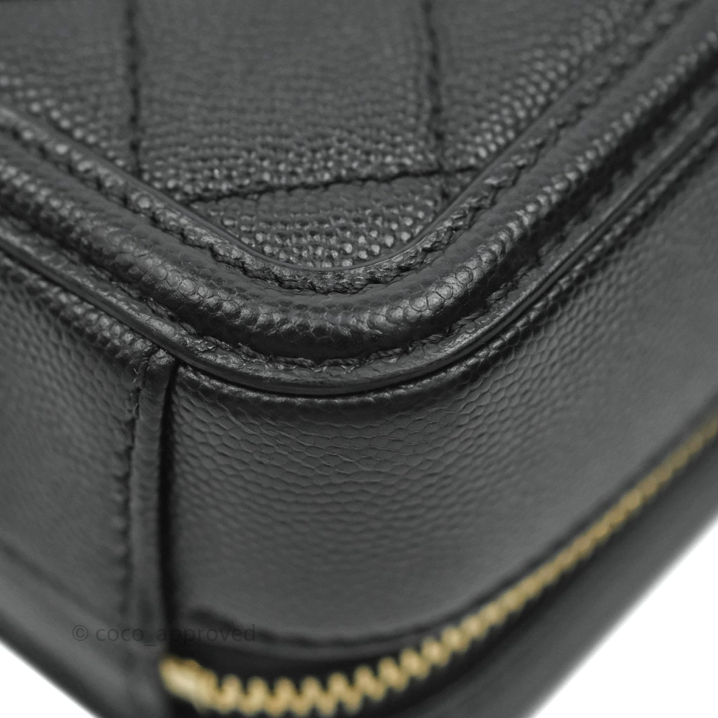 Chanel Quilted CC North South Filigree Vanity Case Black Caviar Gold Hardware