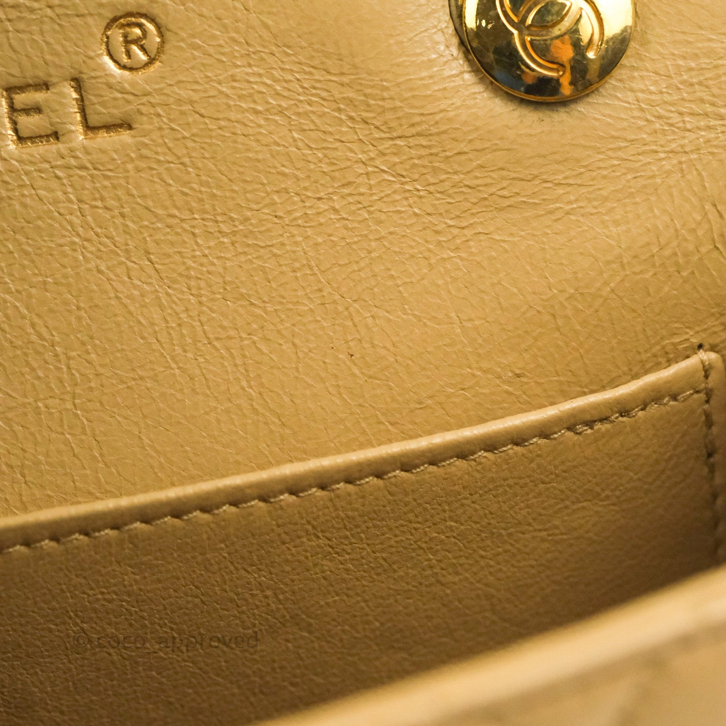 Chanel Vintage Mini Square Beige Lambskin 24K Gold Hardware