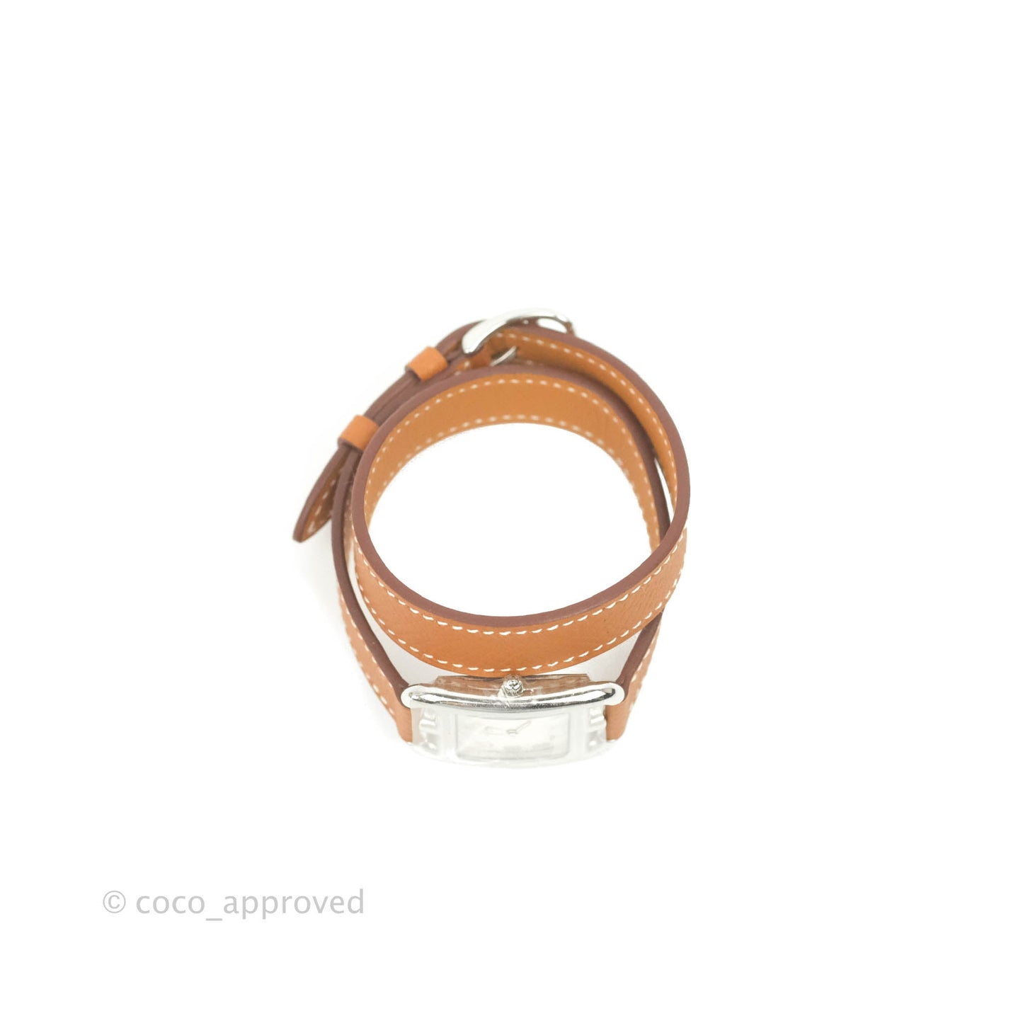 Hermès Cape Cod Steel Watch in Gold Calfskin Strap
