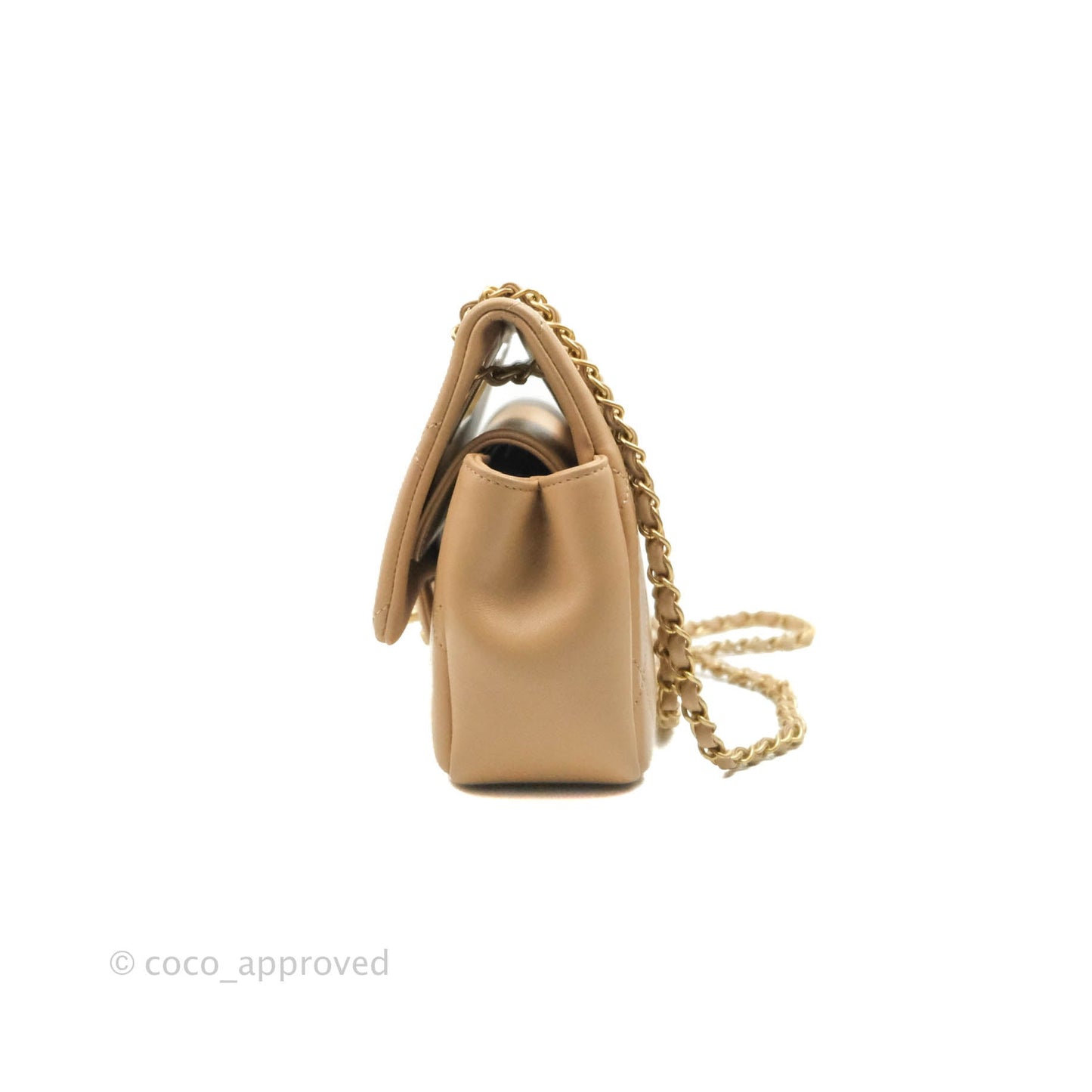 Chanel A Real Catch Quilted Flap Bag Beige Aged Gold Hardware