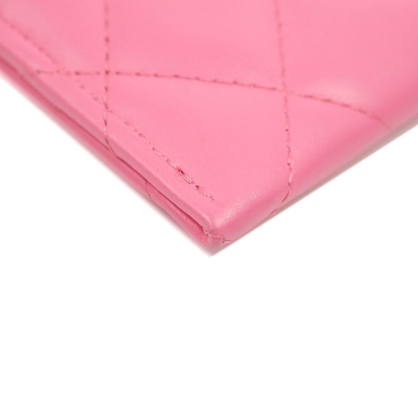 Chanel Classic Card Holder Pink Lambskin Rainbow Hardware
