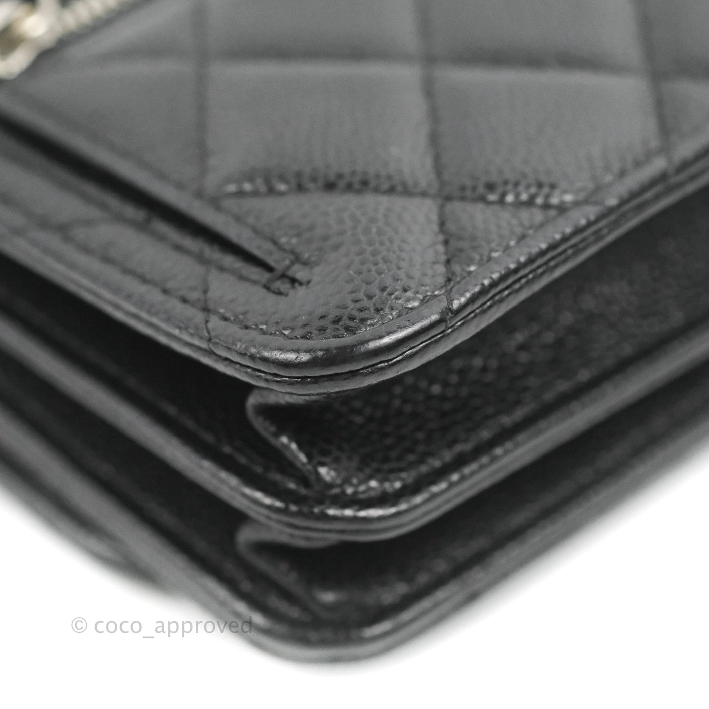 Chanel Quilted Mini Wallet on Chain WOC Black Caviar Silver Hardware
