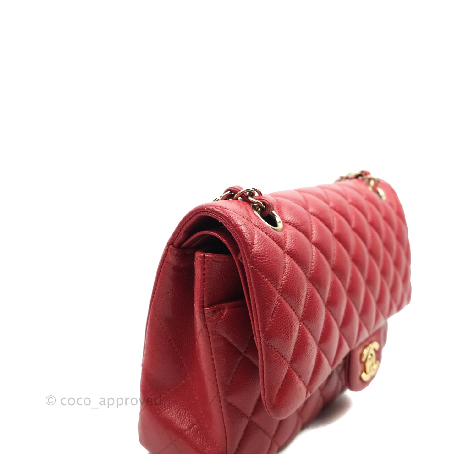 Chanel Classic M/L Medium Double Flap Red Caviar Gold Hardware