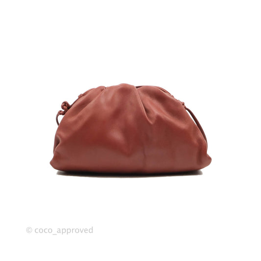Bottega Veneta Butter Calfskin The Mini Pouch Bordeaux Brick Red