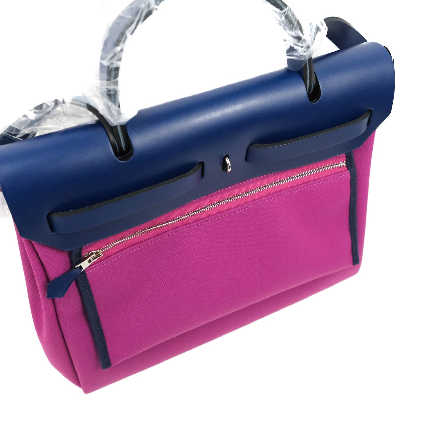 Hermès Herbag Zip 31 Toile Militaire Vache Hunter Rose Pourpre Bleu Saphir Palladium Hardware