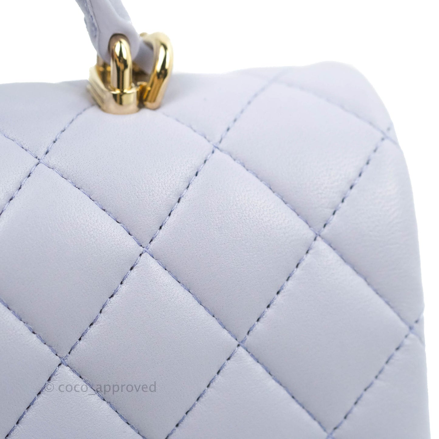 Chanel Top Handle Mini Rectangular Flap Bag Lilac Lambskin Aged Gold Hardware 21K