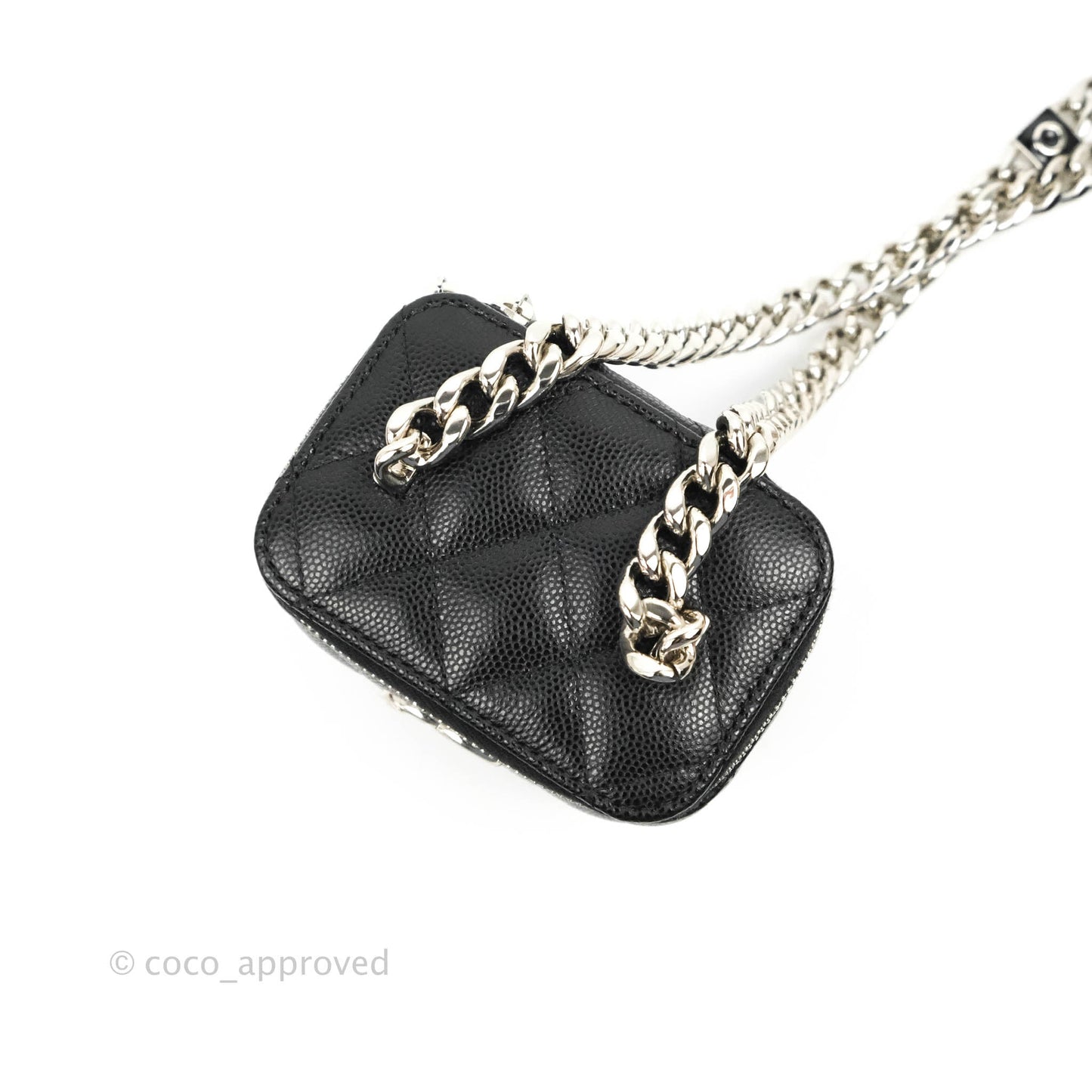 Chanel Mini Vanity With Coco Chain Black Caviar Silver Hardware
