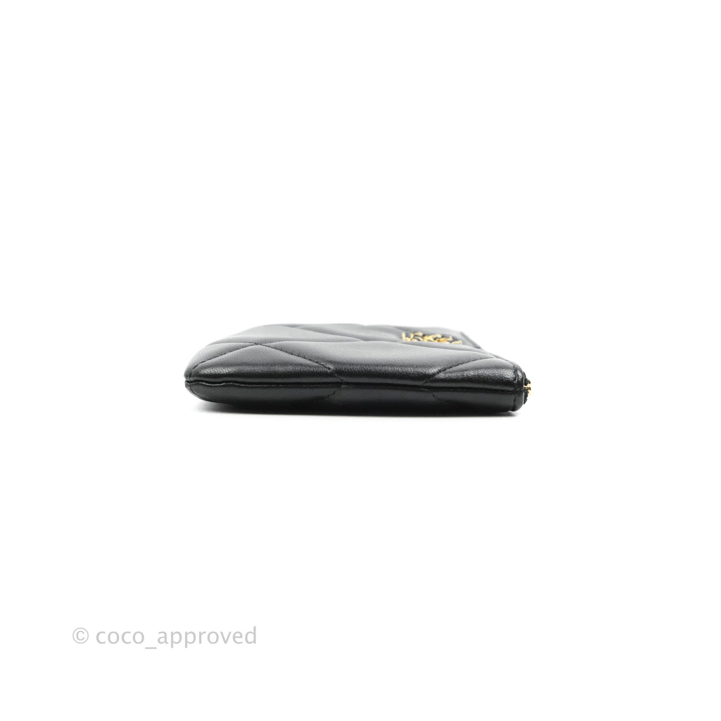 Chanel 19 Small Pouch Black Lambskin Gold Hardware