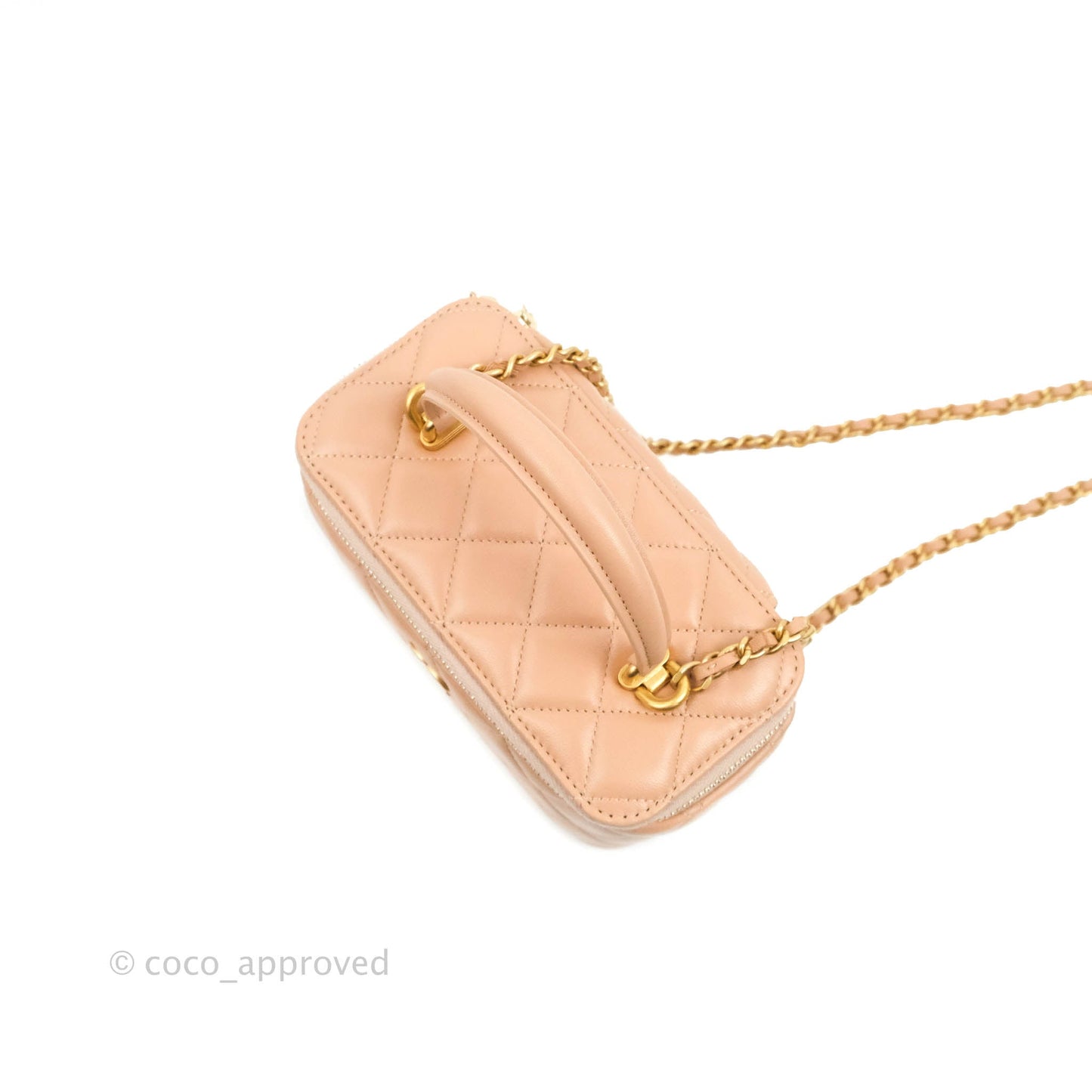 Chanel Vanity With Chain Beige Lambskin Aged Gold Hardware