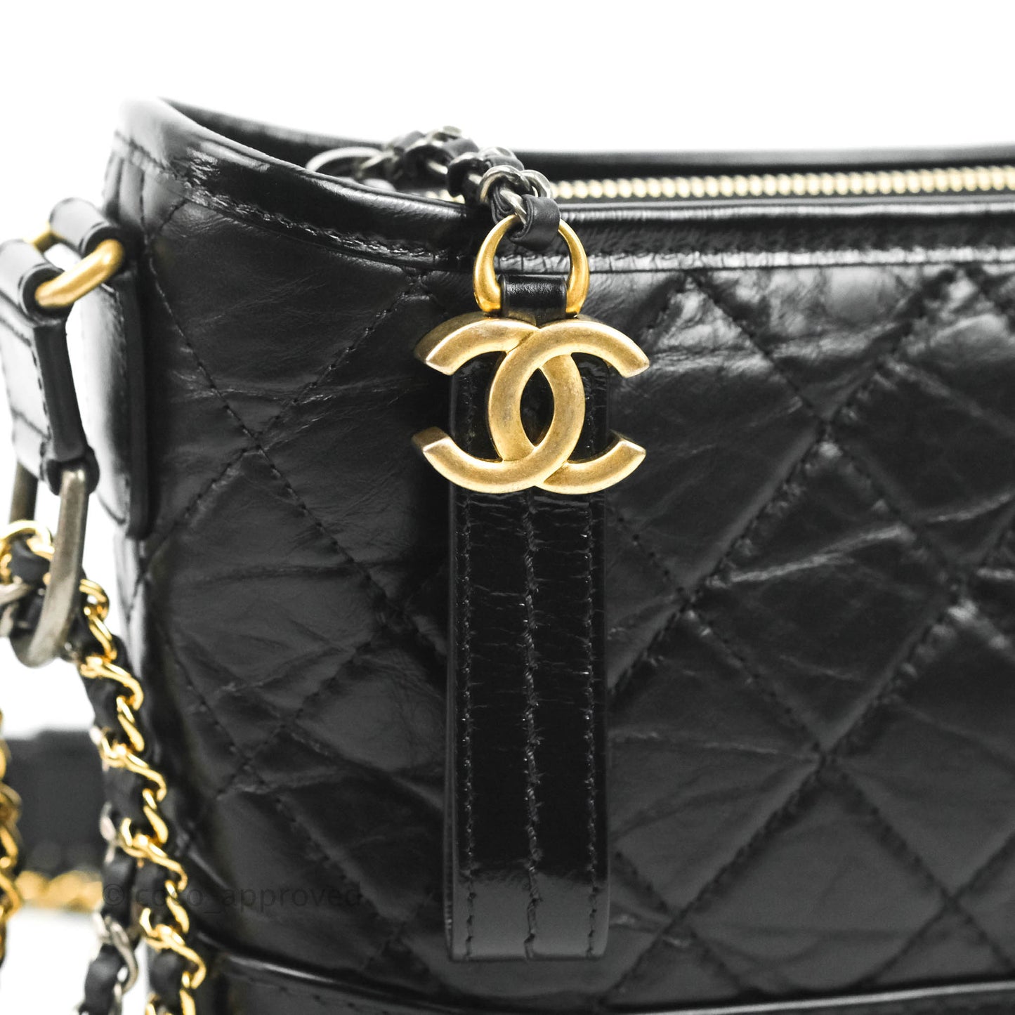 Chanel Gabrielle Hobo with Logo Handle Quilted Aged Calfskin Small