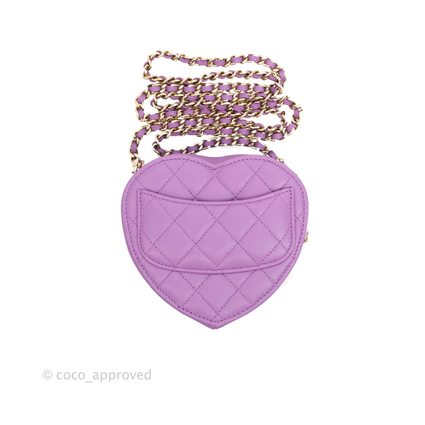 Chanel Small Heart Bag Purple Lambskin Gold Hardware 22S