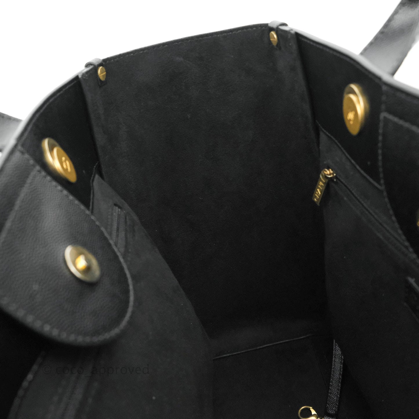 Chanel Small Studded Deauville Tote Black Caviar Gold Hardware