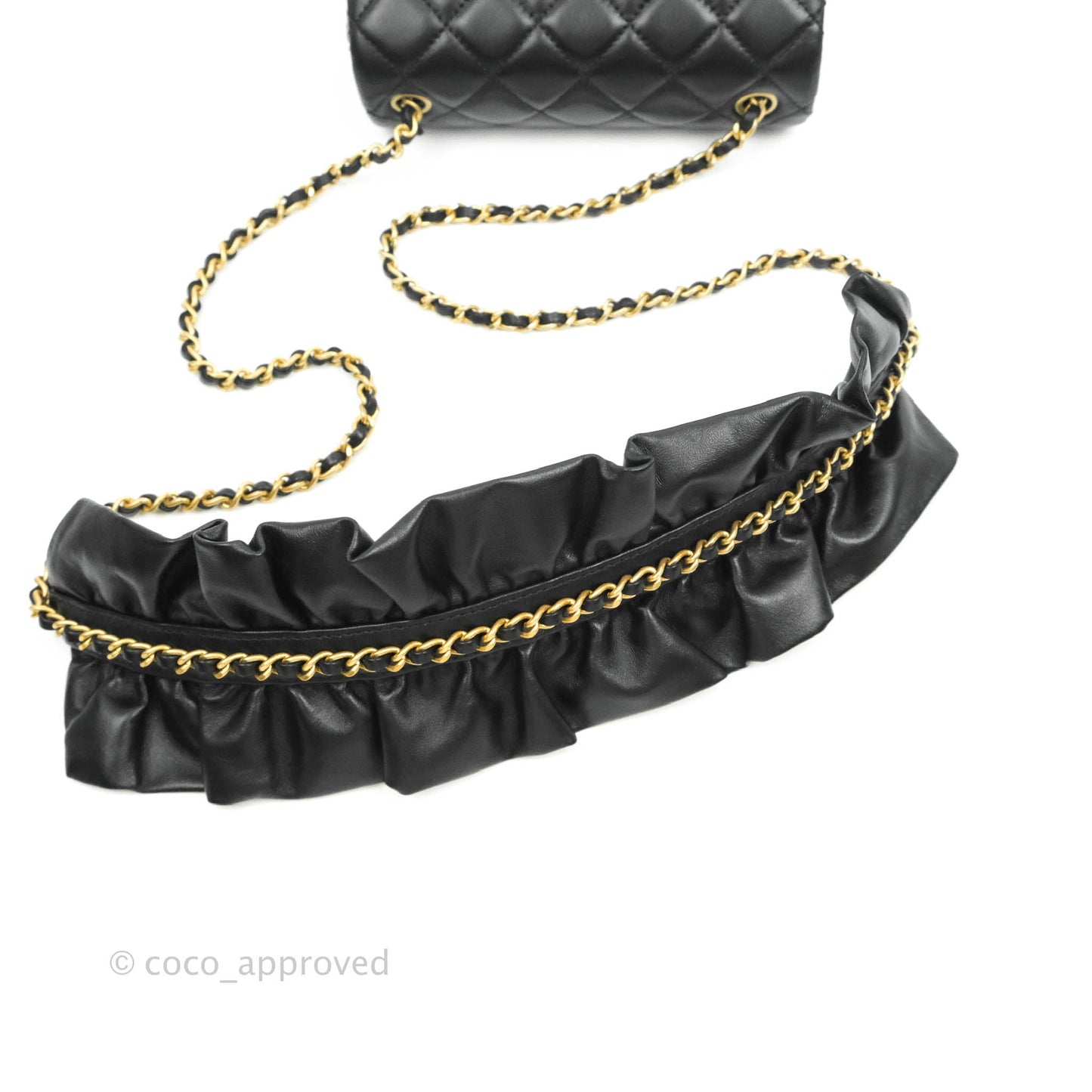 Chanel Romance Mini Square Flap Black Lambskin Aged Gold Hardware