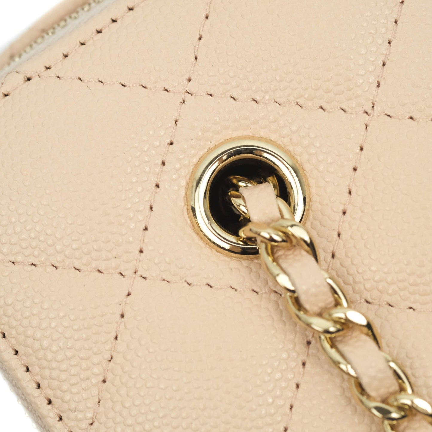 Chanel Vanity with Classic Chain Light Beige Caviar Gold Hardware 22C