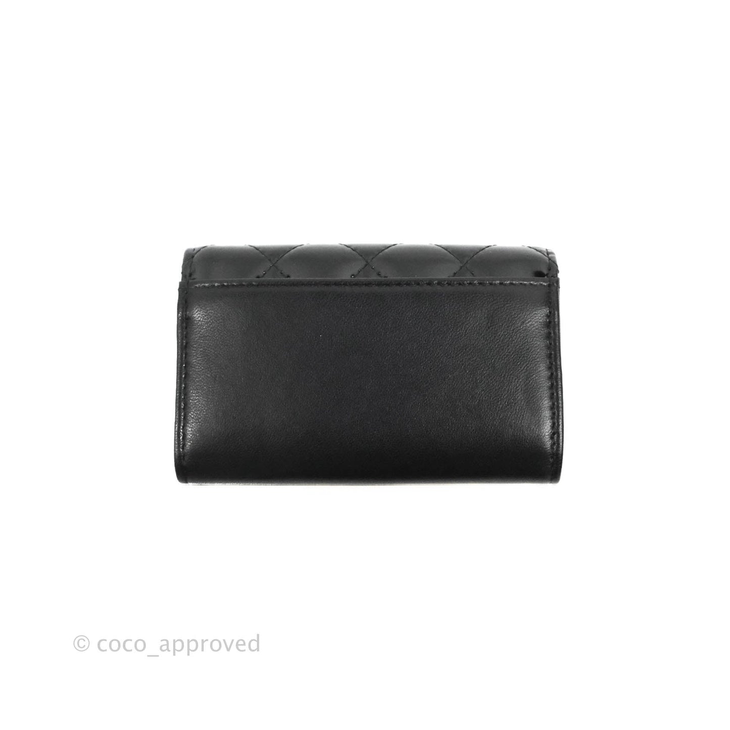 Chanel Quilted Flap Card Holder Black Patent Lambskin Gold Hardware