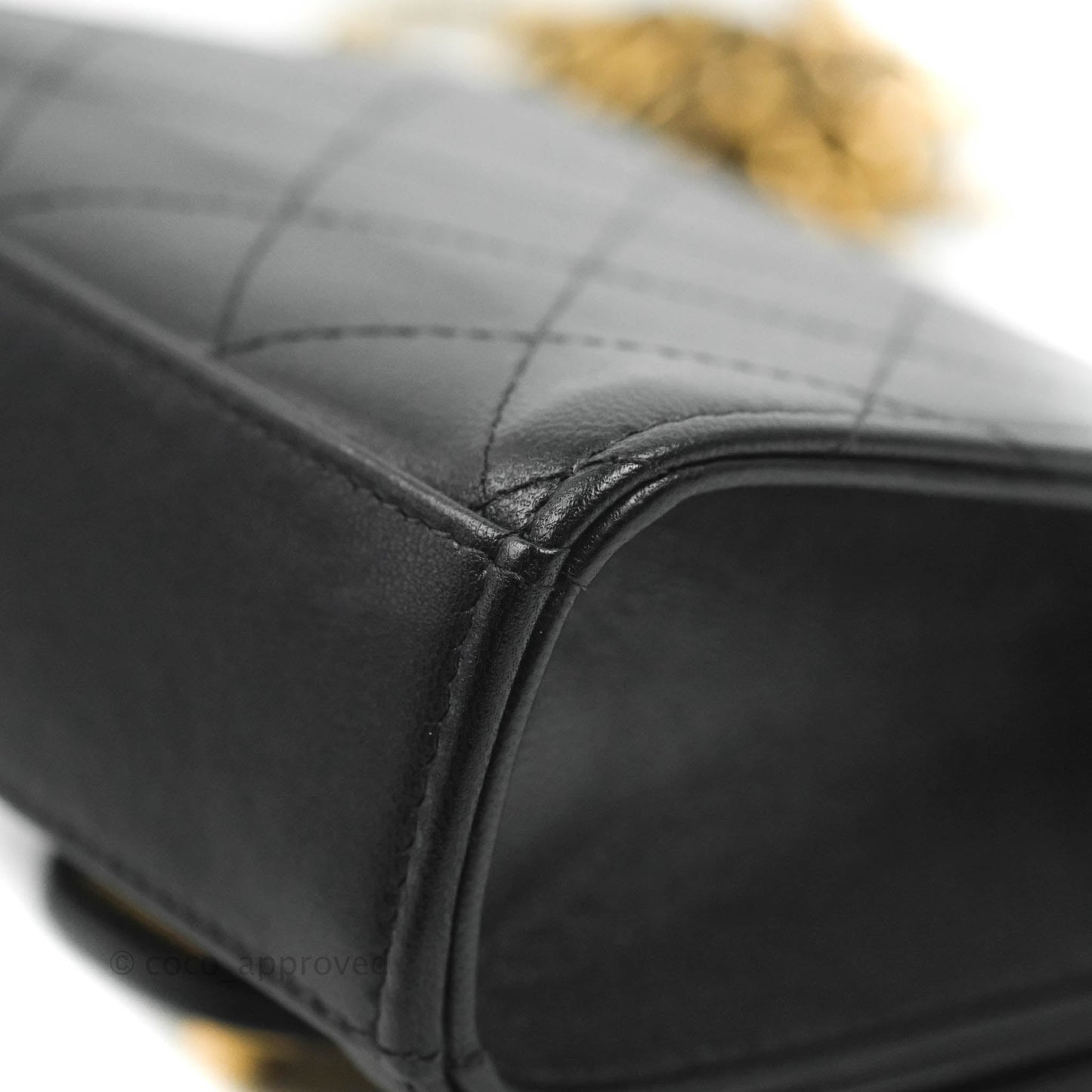Chanel Mini Chic Pearls Flap Black Goatskin Gold Hardware