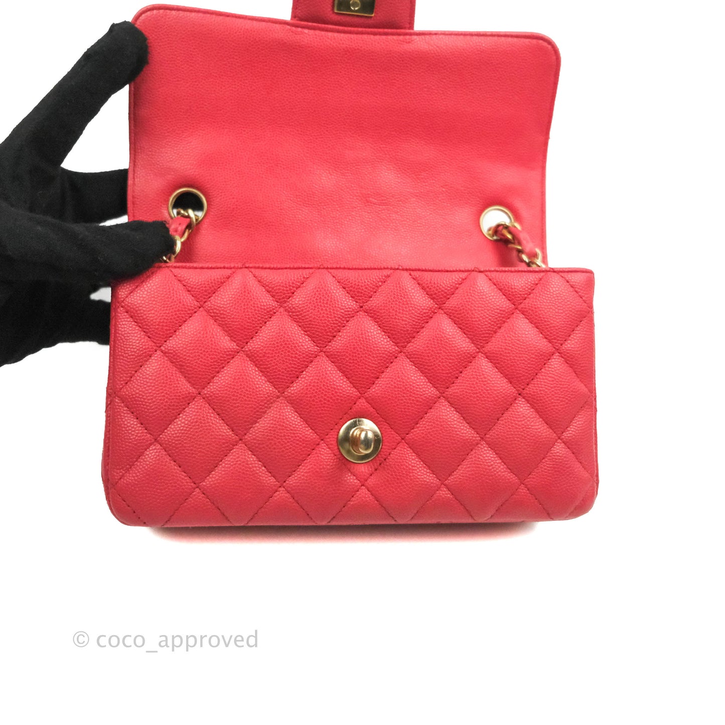 Chanel Quilted Mini Rectangular Flap Pink Caviar Gold Hardware 17C