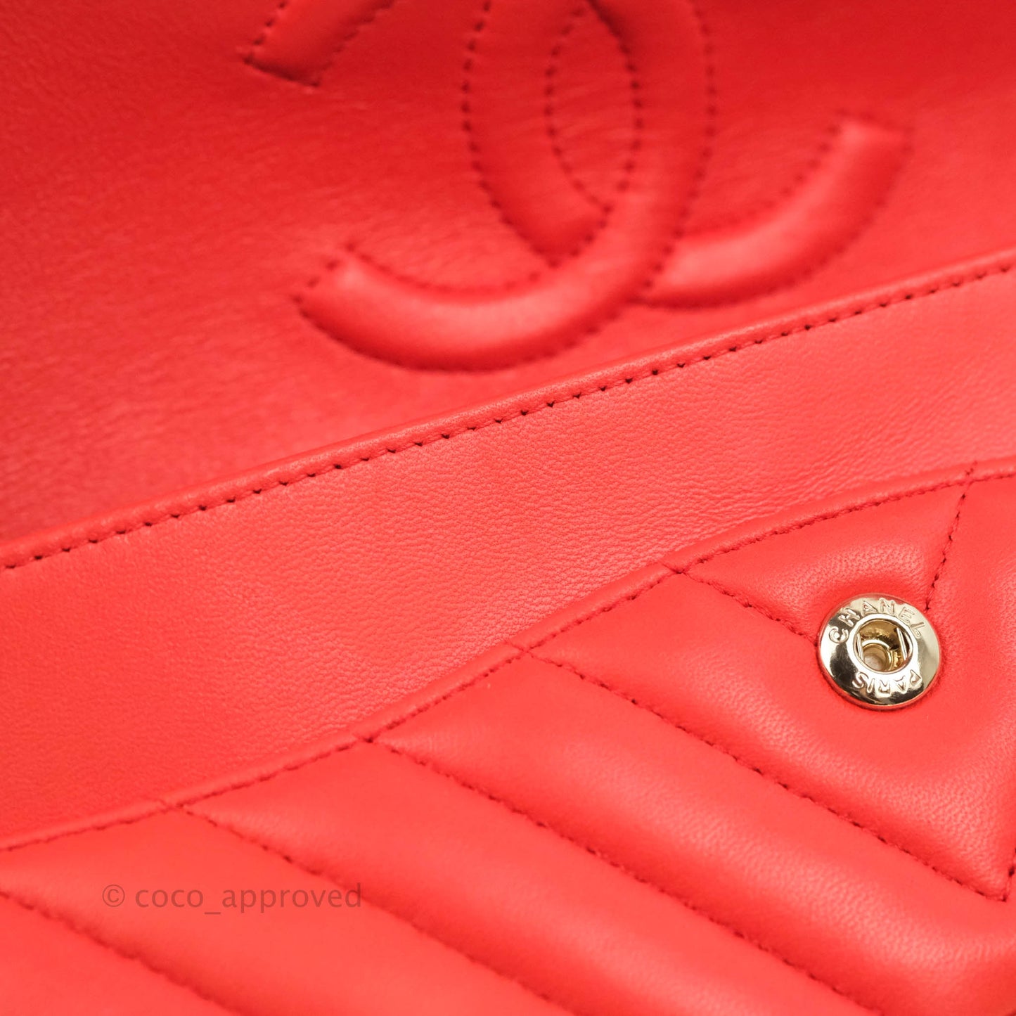 Chanel Classic M/L Medium Double Flap Brick Red Lambskin Gold Hardware