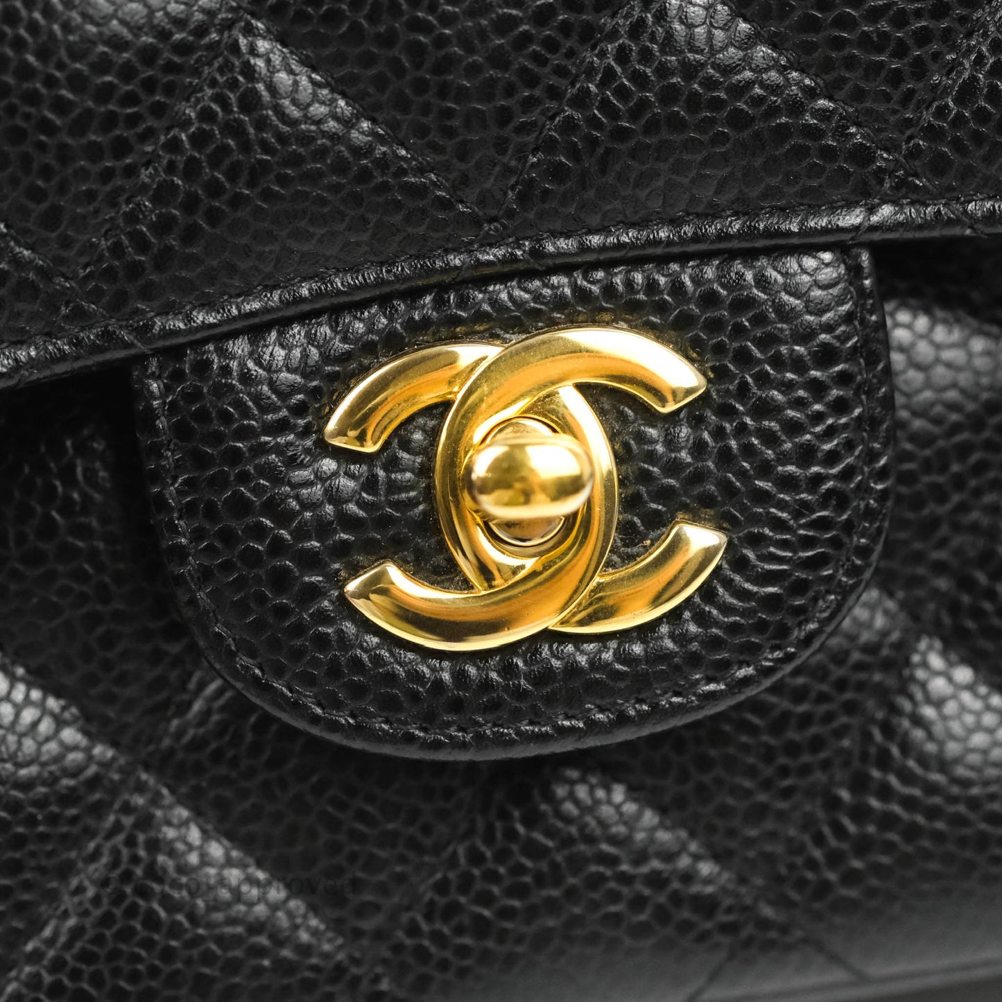 Chanel Classic M/L Medium Double Flap Black Caviar Gold Hardware