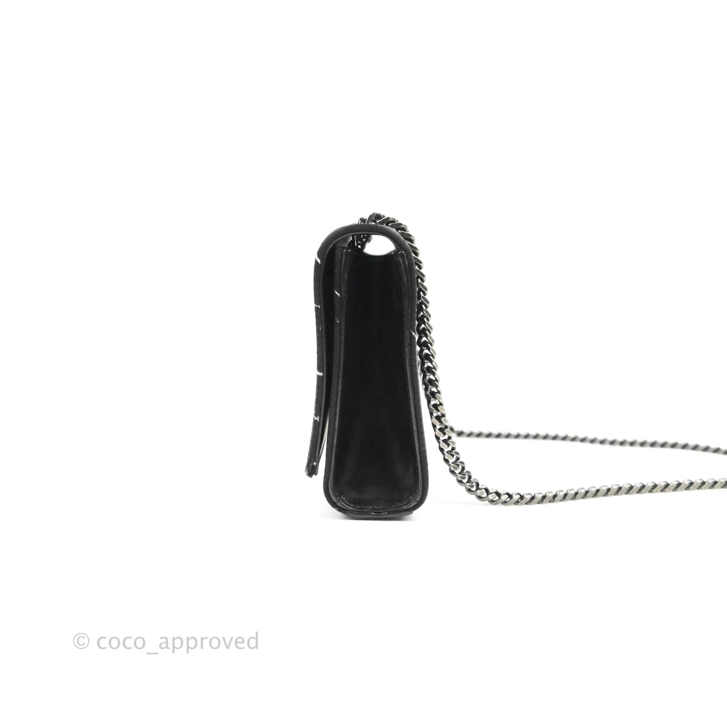 Saint Laurent Small Kate Marbled Stain Chain Bag Black Ruthenium Hardware