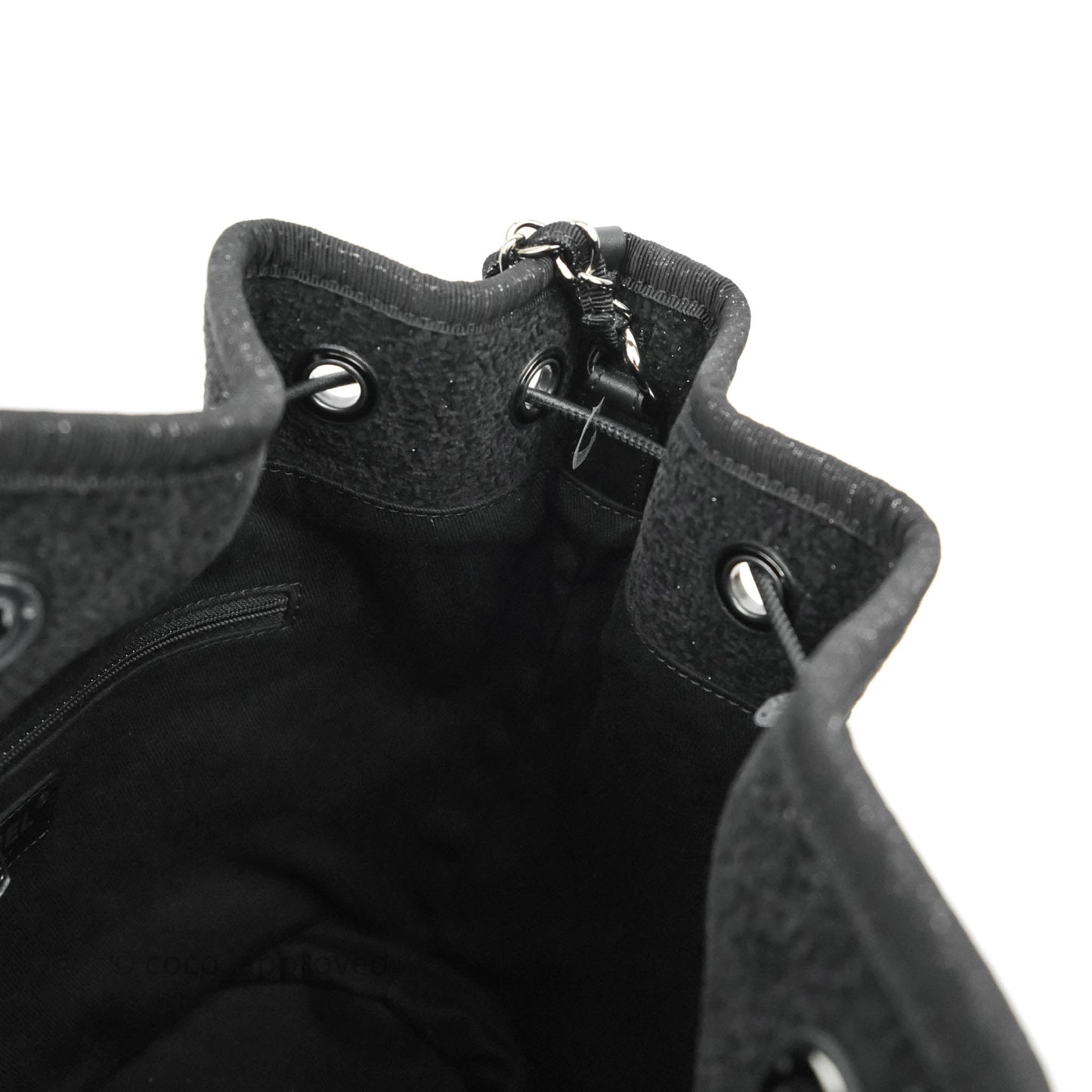 Chanel Deauville Drawstring Bag Black Glitter Lurex