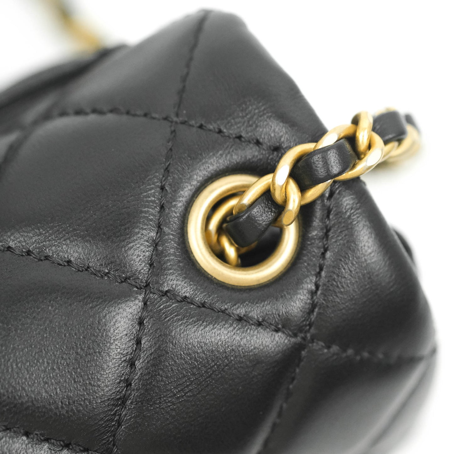 Chanel Romance Mini Square Flap Black Lambskin Aged Gold Hardware