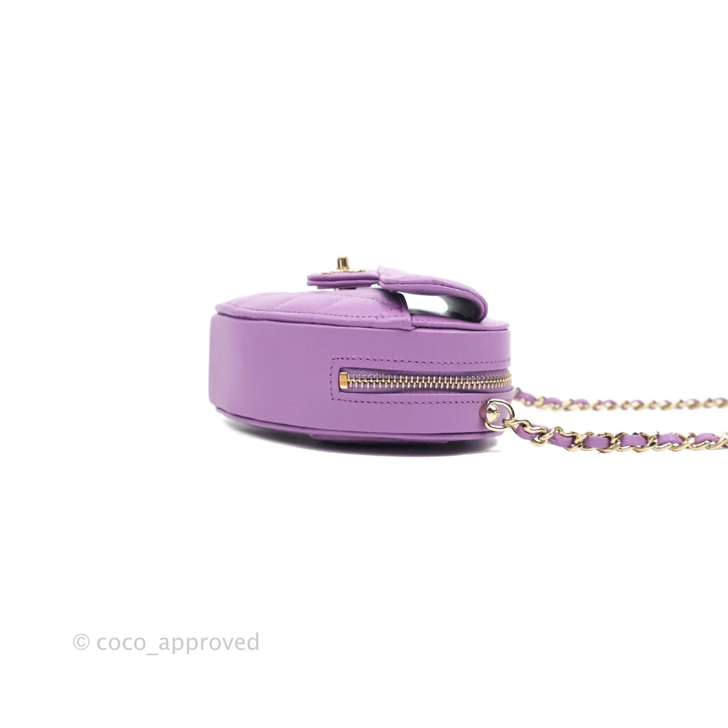 Chanel Small Heart Bag Purple Lambskin Gold Hardware 22S