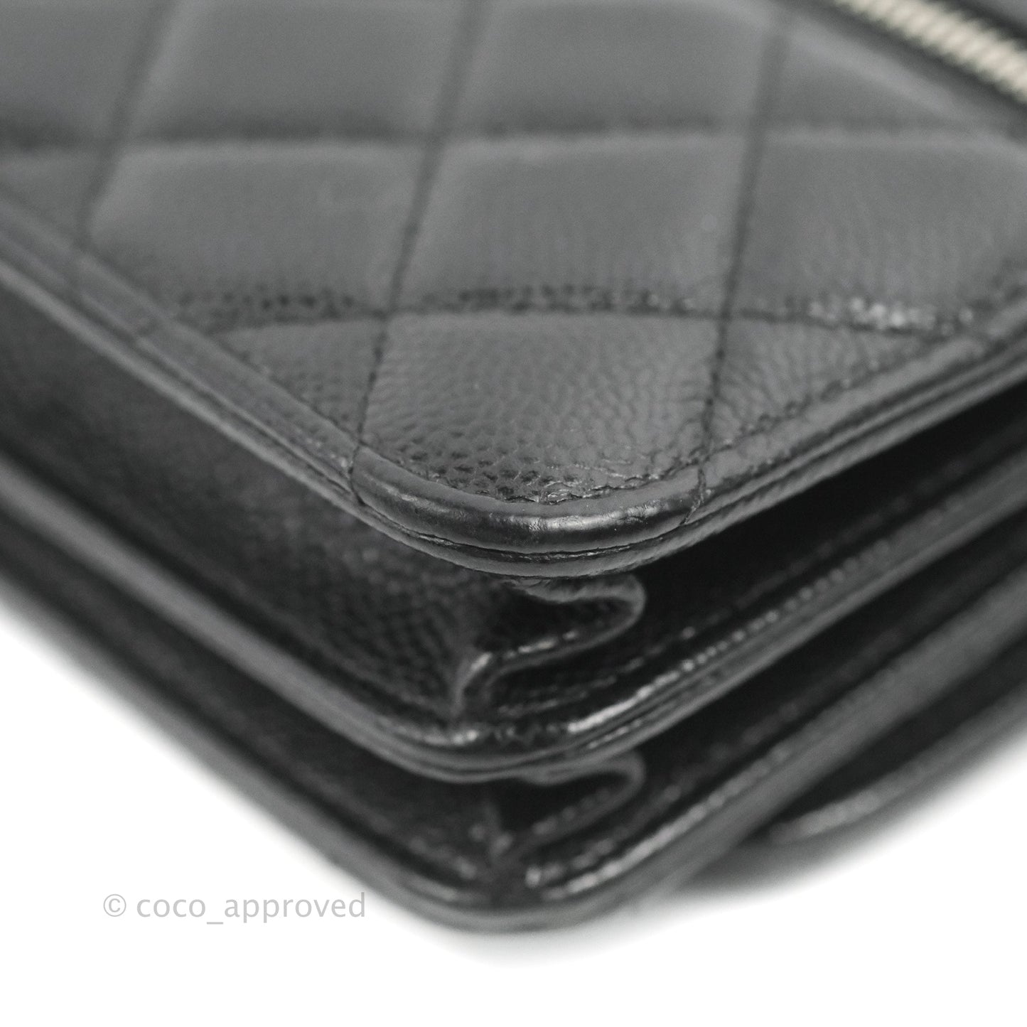 Chanel Quilted Mini Wallet on Chain WOC Black Caviar Silver Hardware