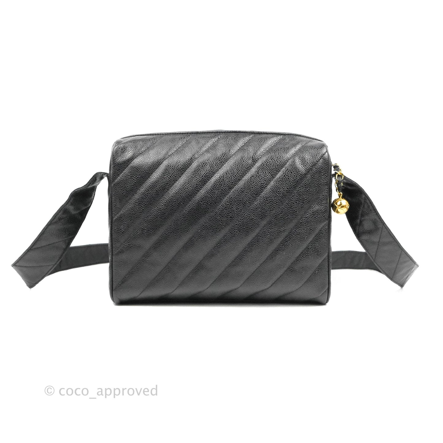 Chanel Vintage Large Camera Bag Black Caviar Gold Hardware