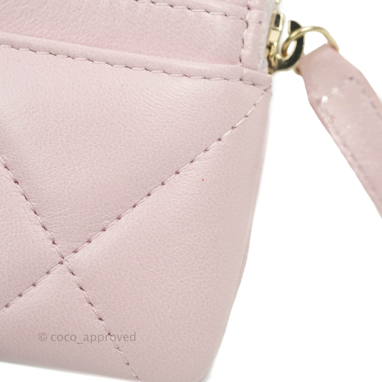 Chanel 19 Zip Card Holder Light Pink Lambskin Gold Hardware
