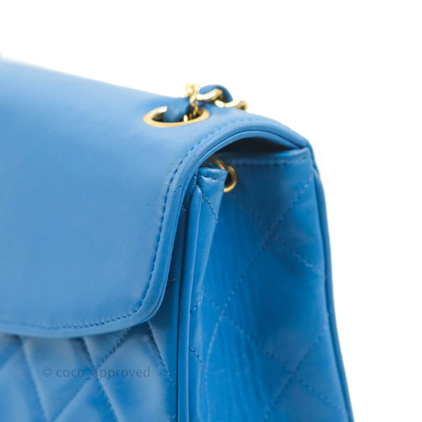 Chanel Vintage Trapezoid Flap Bag Blue Lambskin 24K Gold Hardware