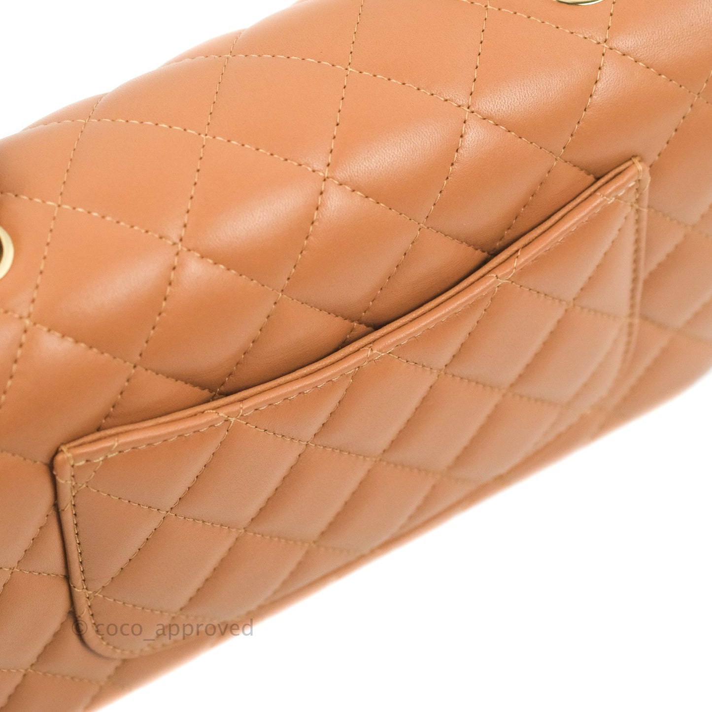 Chanel Quilted Mini Rectangular Flap Caramel Lambskin Gold Hardware 21P