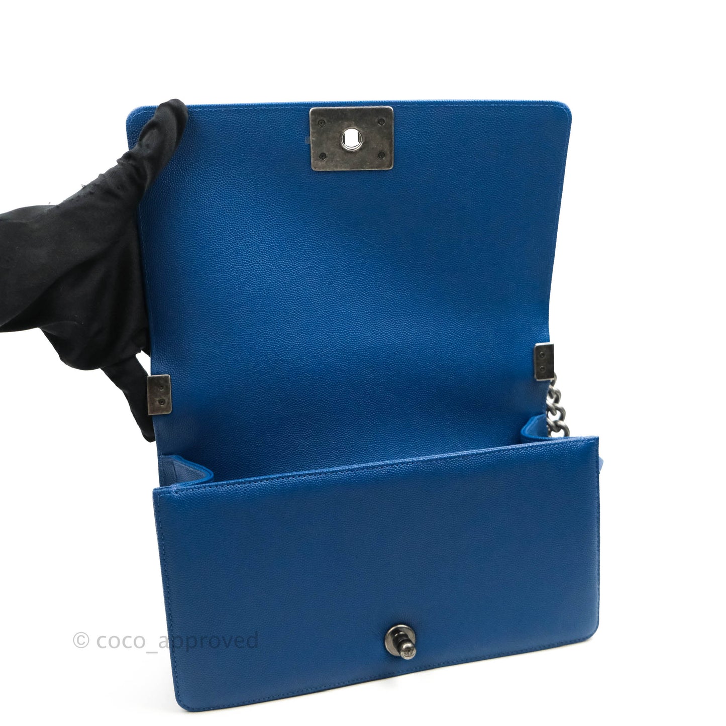 Chanel Quilted Medium Boy Blue Caviar Ruthenium Hardware