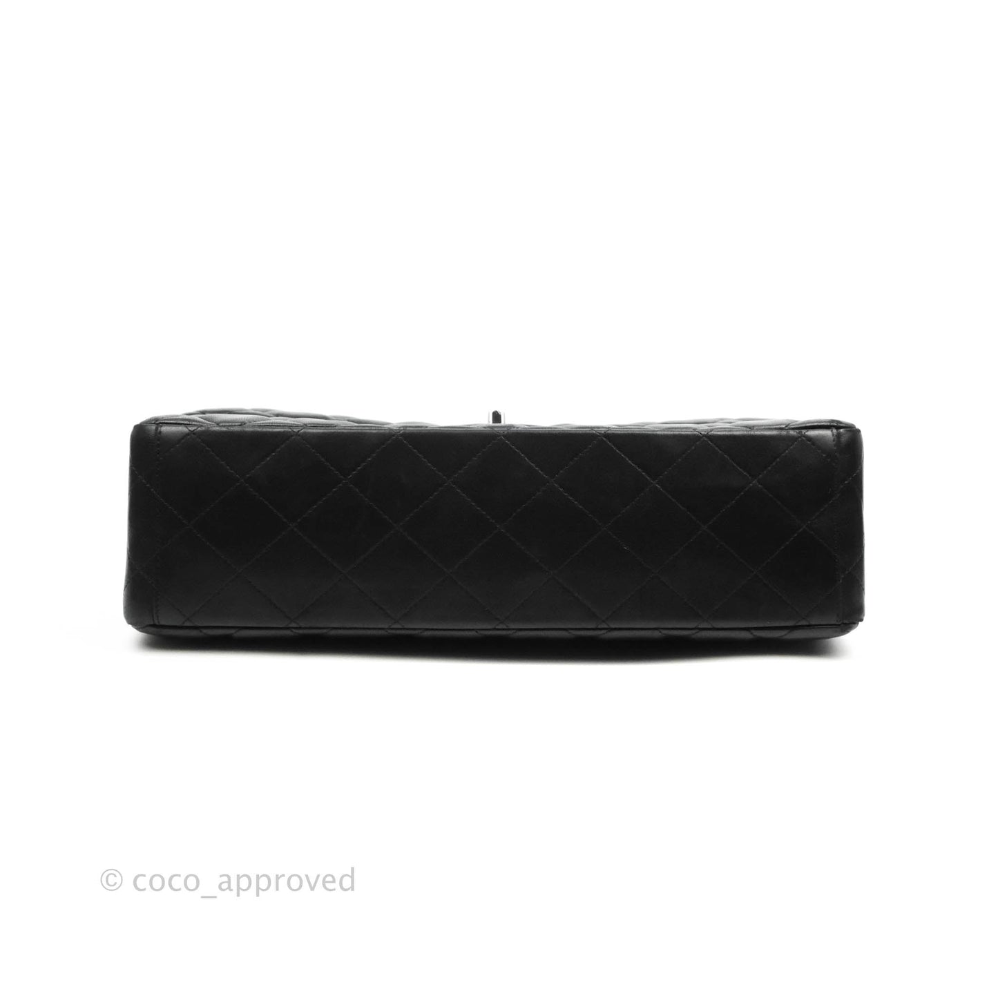 Chanel Quilted Maxi Single Flap Black Lambskin Silver Hardware