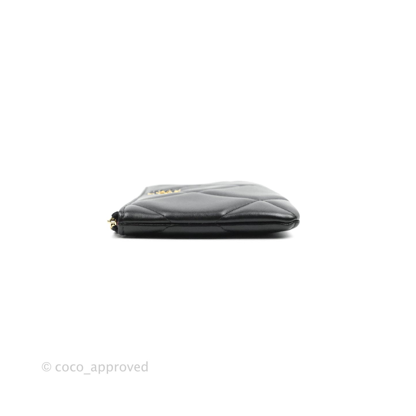 Chanel 19 Small Pouch Black Lambskin Gold Hardware